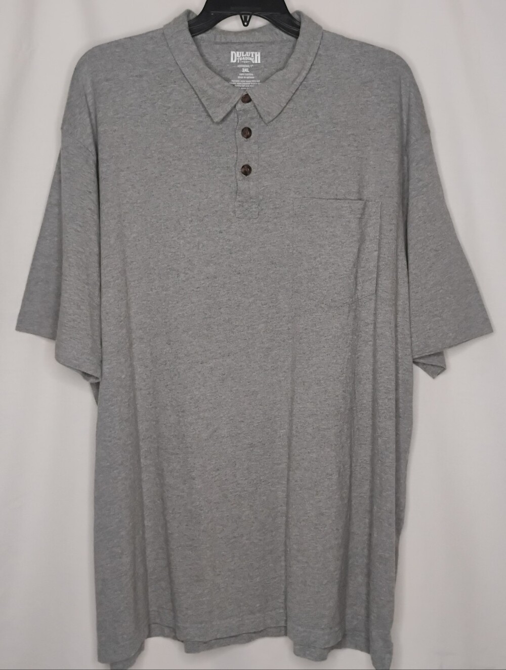 Men's 3XL Duluth Trading Co Gray Polo Longtail T Shirt Collared Short Sleeve Top